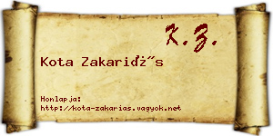 Kota Zakariás névjegykártya